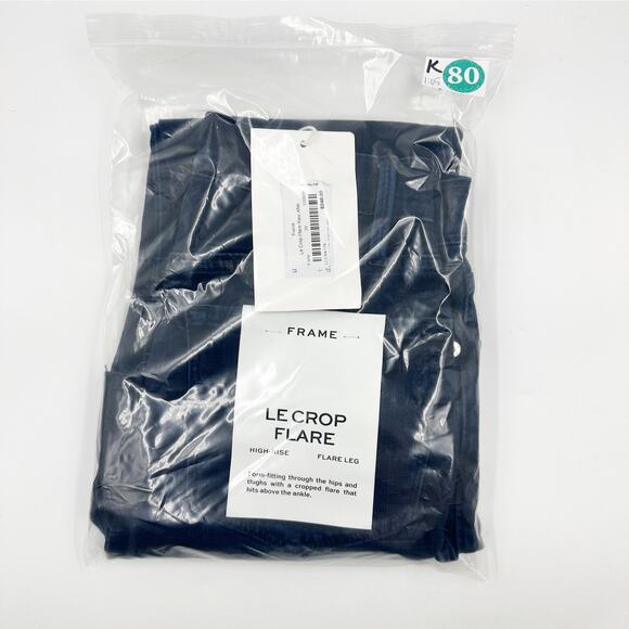 FRAME Le Crop Flare Raw After High Rise Cropped Button Fly Jeans Fiona 26 US 2 - Picture 7 of 7